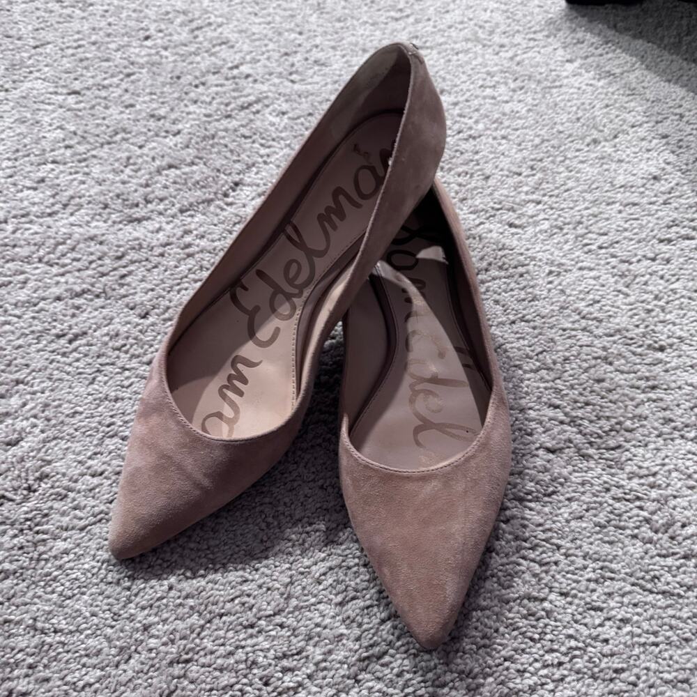 Sam Edelman Pointed Toe Suede Leather Flats Light Brown Tan Women's Size 10.5